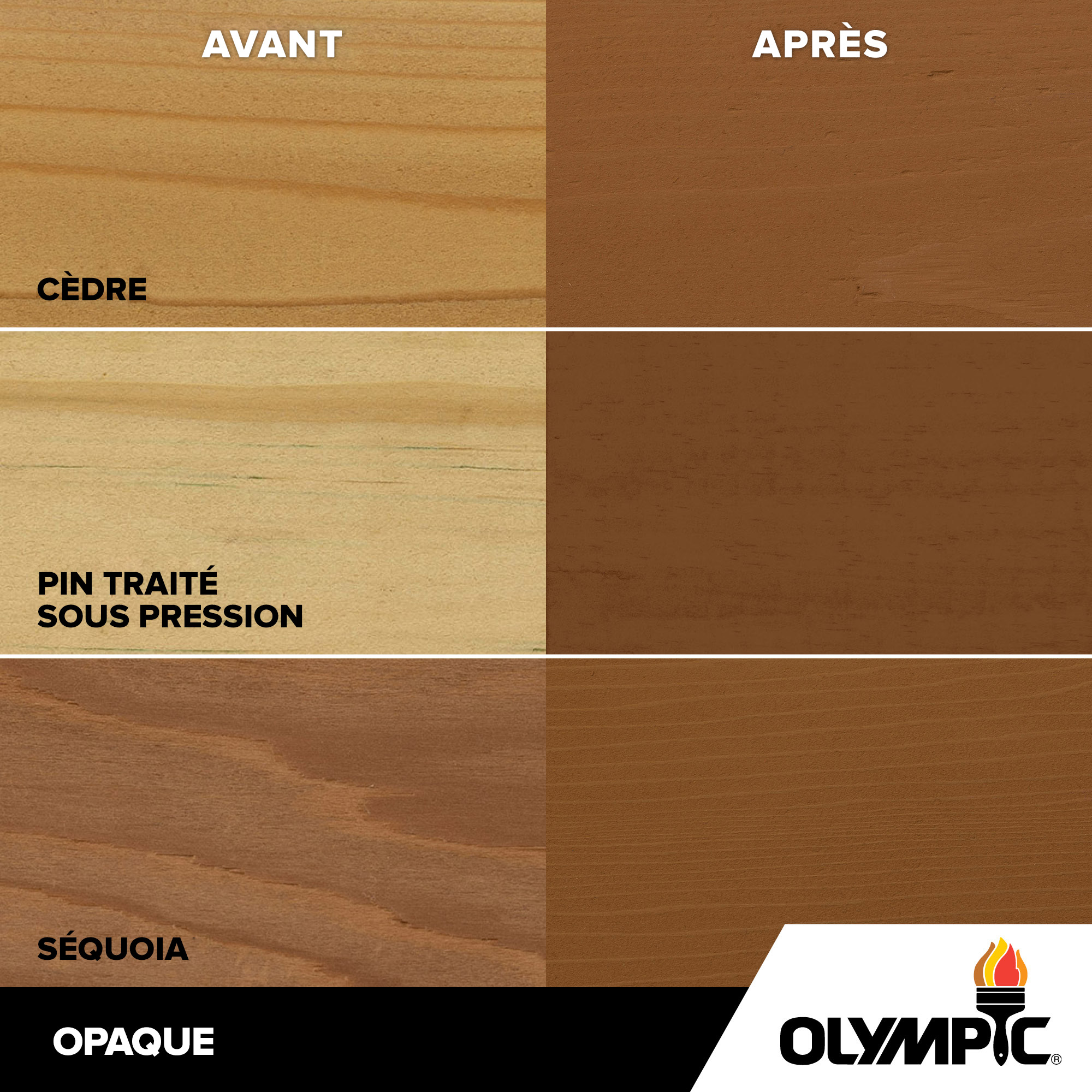 Couleurs de teinture pour bois extérieur - Cèdre - Couleurs de teinture pour bois de Olympic.com