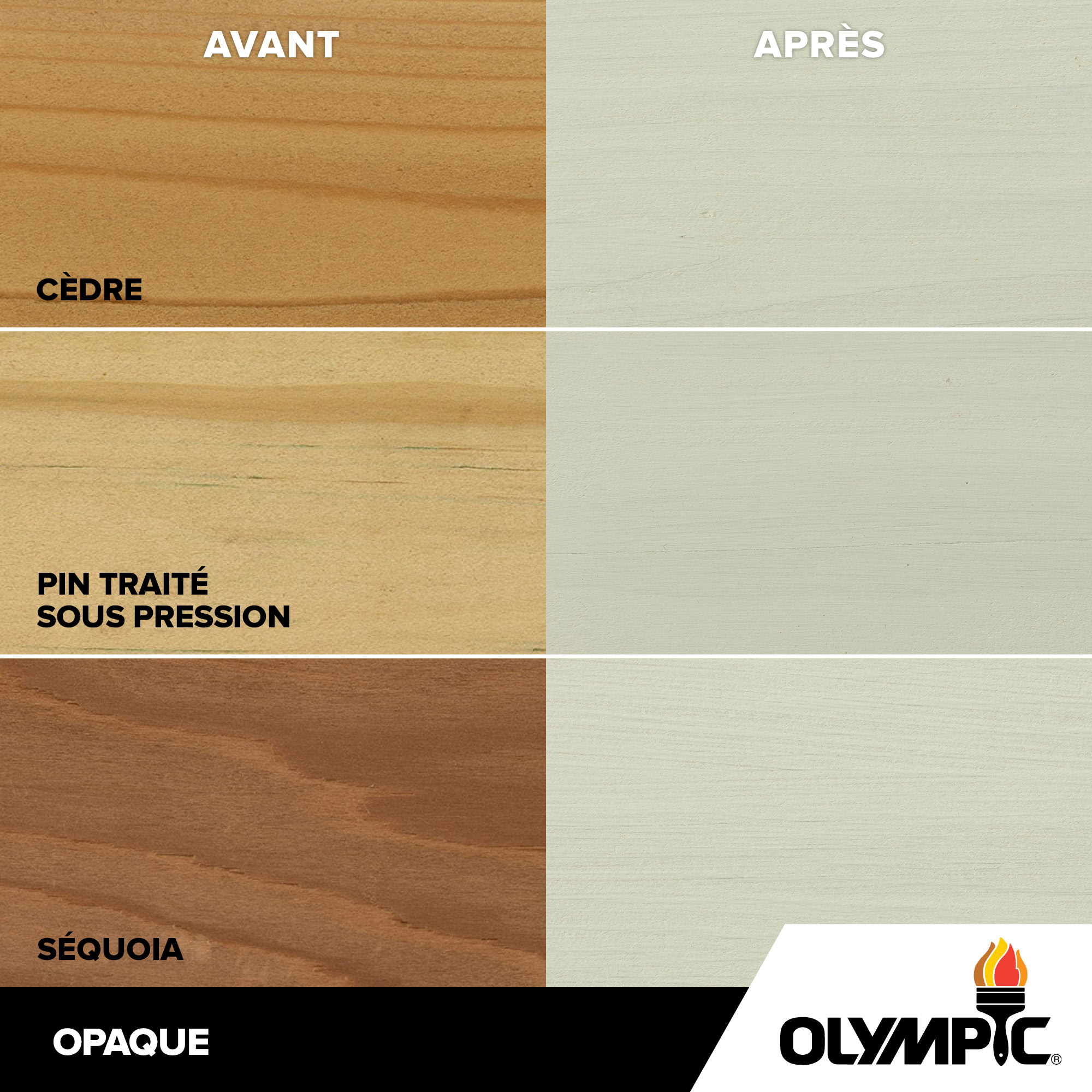 Couleurs de teinture pour bois extérieur - Avalanche - Couleurs de teinture pour bois de Olympic.com