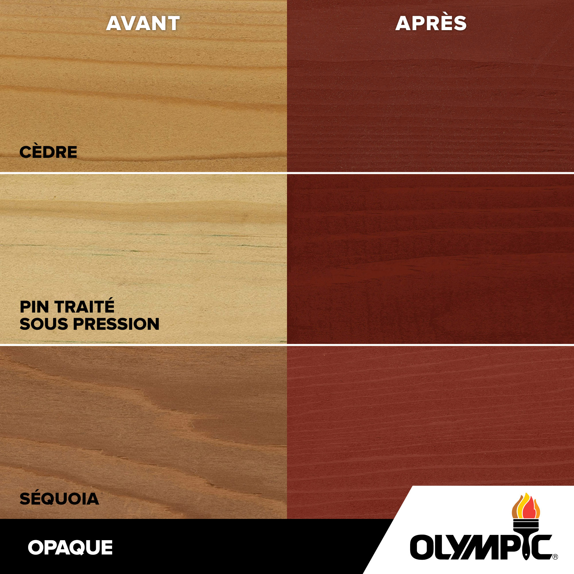 Couleurs de teinture pour bois extérieur - Rouge épicé - Couleurs de teinture pour bois de Olympic.com